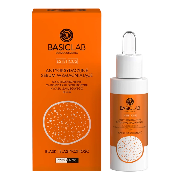 Antyoksydacyjne serum wzmacniające 0,5% ergotioneiny, 5% kompleksu diglukozydu kwasu galusowego